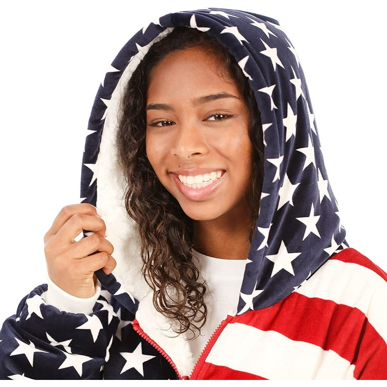 THE COMFY Original Quarter Zip | Oversized Microfiber & Sherpa Wearable  Blanket with Zipper, Seen On Shark Tank, One Size Fits All (Stars and  Stripes)