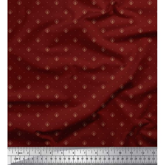 Soimoi Viscose Chiffon Fabric Geometric & Ogee Small Printed Fabric 1 Yard 42 Inch Wide