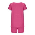thumbnail image 4 of Htigea Clearance Two Piece Set for Women 2025 Summer Outfits Lounge Matching Sets Casual Shorts Sleeve Biker Short Set under 10 Hot Pink,XXL, 4 of 5