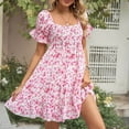 thumbnail image 5 of Dyegold Sun Dresses Women Summer Casual Short Sleeve Boho Ruffle Flowy Swing Mini for Women Floral Print Plus Size Dress for Women V Neck Graduation Dress, 5 of 8