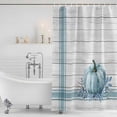 thumbnail image 3 of Blue Pumpkin Shower Curtain, Waterproof Shower Curtains for Bathroom, Thanksgiving Fall Leaf Country Farm Stripe Washable Fabric Bathtub Curtain Set Bath Decor with 12 Hooks Standard 72"x72", 3 of 8