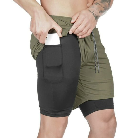TopLLC Mens Shorts, Men's Trousers Half Shorts Pants Men's Double Layer Sports Shorts Gym And Training Quick Dry Five Pants