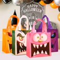 thumbnail image 4 of Halloween Ghost Festival Horror Emoji Pumpkin Head Non-Woven Wrapping Candy Tote Gift Bags, 4 of 9