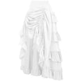 thumbnail image 3 of TrdSipl Women's Skirts Drawstring Medieval Skirt Retro Boho Flowy Midi Skirts A-Line Ruffle Hem Halloween Party Ren Faire Costume White S, 3 of 8