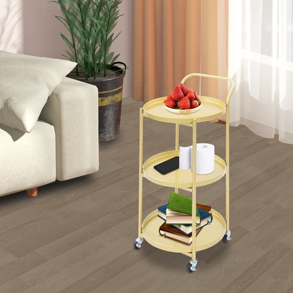 3 Tiers Metal Frame Serving Cart 18*16*30.7in for Kitchen, Rolling Bar Cart, Mobile Storage Cart