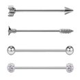 thumbnail image 1 of 2x 4 pcs Industrial Barbell Mujeres, de Insertar y Quitar Hugo Aretes de acero inoxidable, 1 of 8