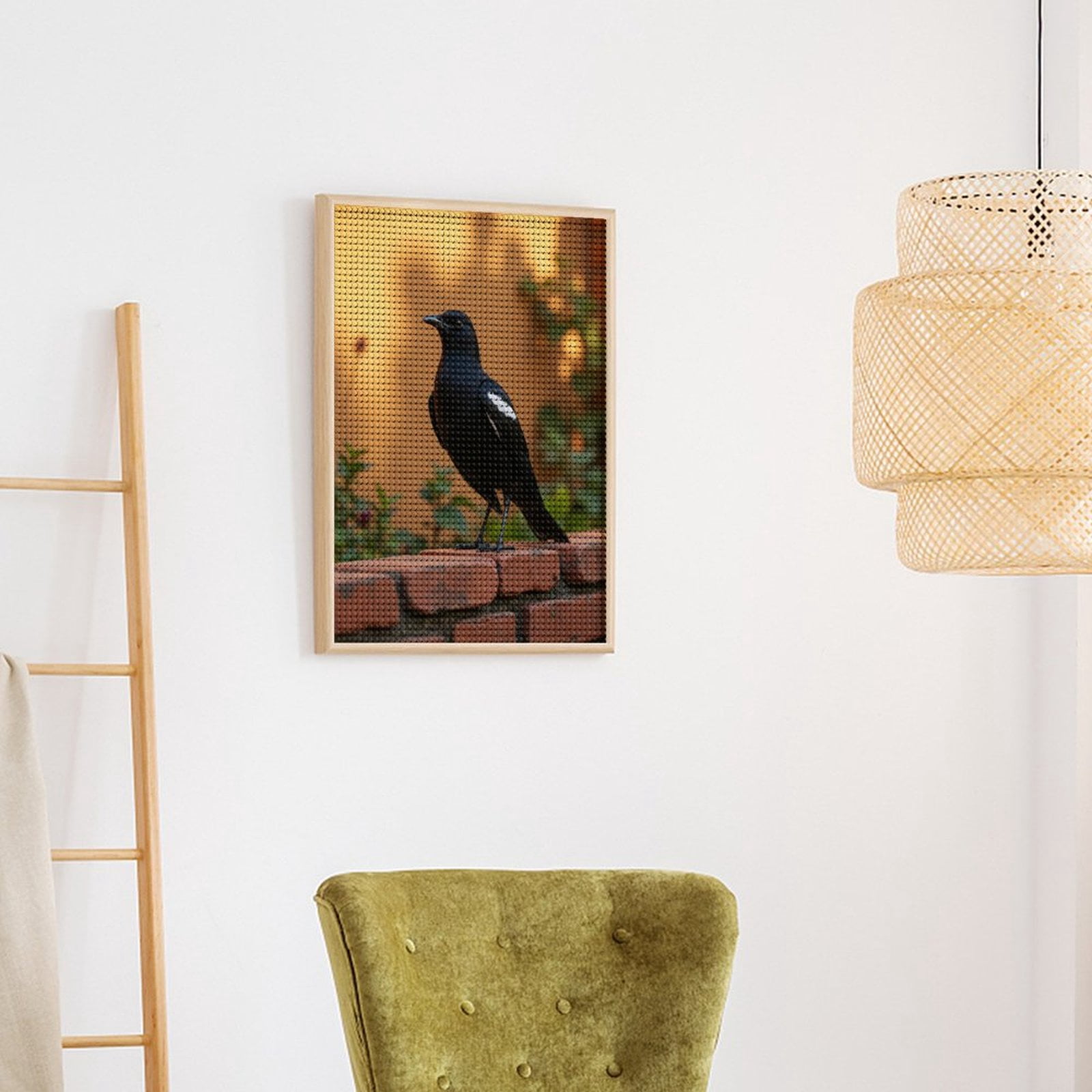 Diamond Art Kits for Adults, Bird Brick Wall Garden Scene 5D Diamond Painting Kits for Adults Beginners, DIY Full Drill Diamond Painting, Gem Art and Crafts 12x16