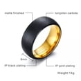 thumbnail image 2 of 8mm Black Matte Tungsten Carbide Band Men's Gold Polished Wedding Ring Size 8-12, 2 of 7