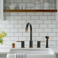 thumbnail image 2 of Akicon Two-Handles Widespread Kitchen Faucet with Side Sprayer Black + Rose Gold, 2 of 5