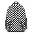 thumbnail image 3 of Black and White Checkered Pattern Backpack for School, Cute School Bag with Adjustable Shoulder Straps and Padded Back, 16.9"x12.6"x5.9", 3 of 5