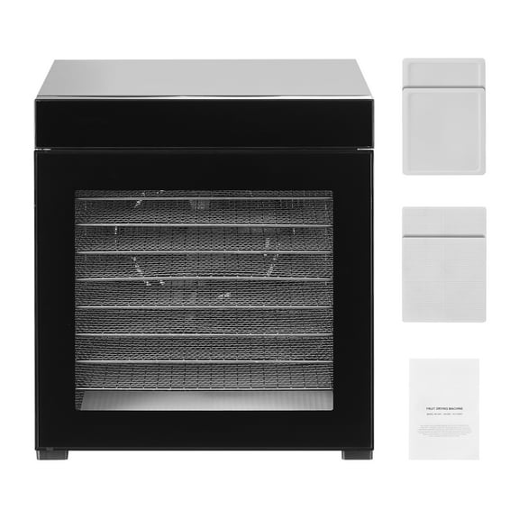 KFFKFF Electric Food Dehydrator Machine with 10 Stainless Steel Trays, 1000W Power, Adjustable Temperature and 24-Hour Timer for Drying Jerky, Meat, Fruits, Vegetables, Herbs, and Pet Treats