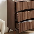 thumbnail image 4 of Wavy 3 Drawers Dresser, 31.5" Wide Retro Chest of Drawers, Curved Profile Design, Dresser TV Stand, Wood Drawer Organizer for Bedroom, Living Room, Hallway, Walnut, 4 of 13