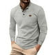 thumbnail image 1 of Playeras De Algodon Para Hombre, Camiseta Informal De Otoño A Cuadros, Camiseta De Manga Larga Con Solapa Y Botones, 1 of 6