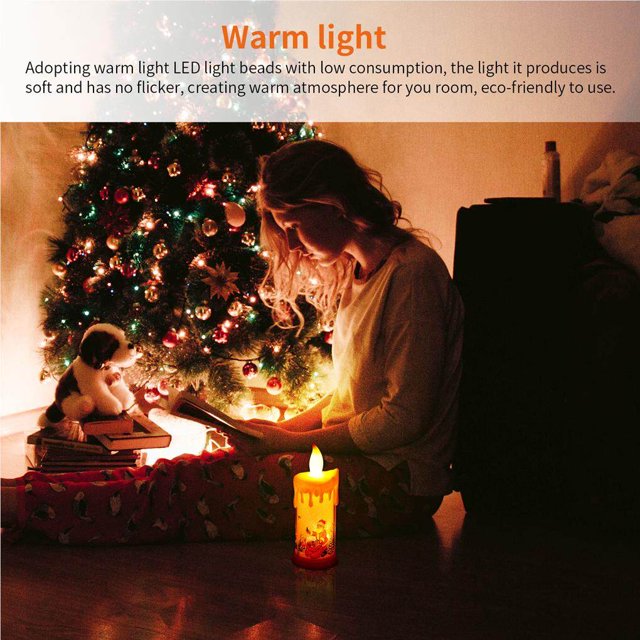 Xingzhi Simulation Candle Lamp with Snowman/Santa Clause Patterns Electric Simulation Modeling Candle Light Battery Powered Atmosphere LED Lamp for Festival Christmas