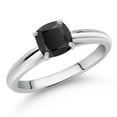 thumbnail image 2 of Gem Stone King 10K White Gold 5MM Cushion Cut Black Onyx Solitaire Engagement Ring for Women (0.53 Cttw, Gemstone December Birthstone, Available in Size 5, 6, 7, 8, 9), 2 of 4
