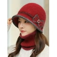 thumbnail image 2 of CoCopeaunts Women Wool Beanie Beret and Scarf Sets Knit Hat Fleece Lined Warm Bucket Hats Ski Cap Snow Hats Soft Hat and Scarf Set, 2 of 4