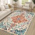 thumbnail image 4 of Findosom 5'x7' Vintage Boho Area Rug, Machine Washable Rugs Non Slip Distressed Indoor Rug,Large Retro Area Rug Floor Carpet for Bedroom Dining Room Entryway Office Decor,Orange, 4 of 9