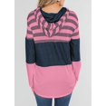 thumbnail image 2 of Women Sweatshirts and Hoodies Long Sleeve Drawstring Sweatshirts Color Block Striped Pullover Tops, 2 of 2