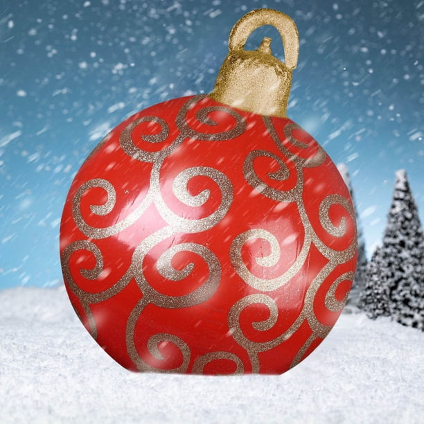 Adornos navideños, adornos navideños, regalos navideños. Bola navideña inflable de 60 cm para exteriores. Bola navideña inflable de PVC. Adornos para árboles de Navidad.