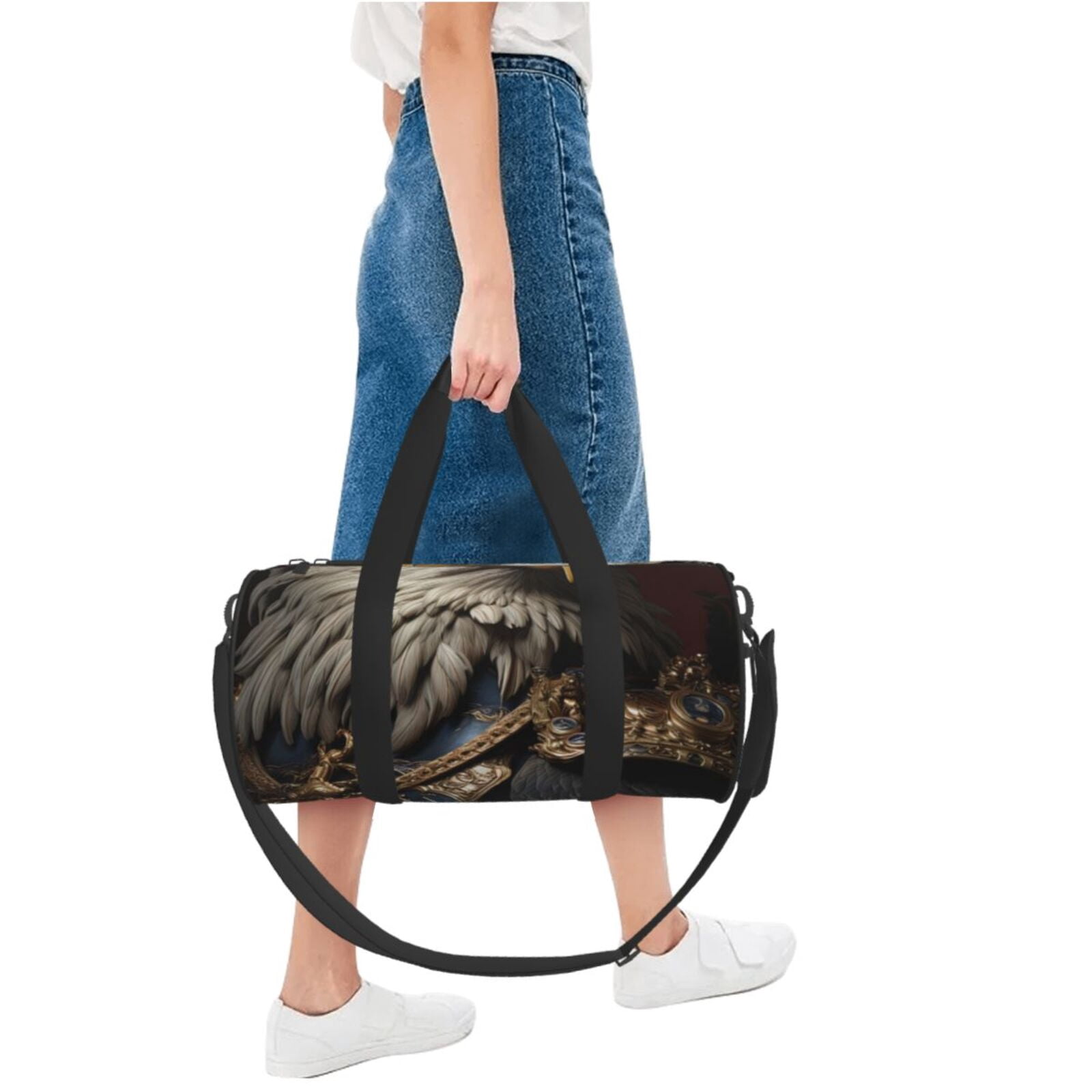 Vsdgher Noble Style Bald Eagle 45L Foldable Duffel Bag, Sports Gym Bag,Overnight Bag, Portable Weekender Bag for Airplanes