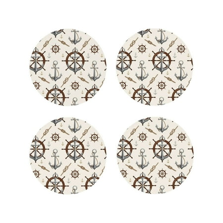 

Tideii Anchor with Rope for Leather Coasters 4 Pieces Anti-fouling and Anti-scalding Decorative Coasters Suitable for Restaurants Kitchens Coffee Shops-Round Shape