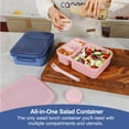 thumbnail image 2 of Caperci 2 Pack 62 oz Salad Container for Lunch, 2-Section Meal Preparation Containers featuring Detachable Toppings Trays, Sauce Cup, Reusable Fork, BPA-Free (Navy & Pink), 2 of 7