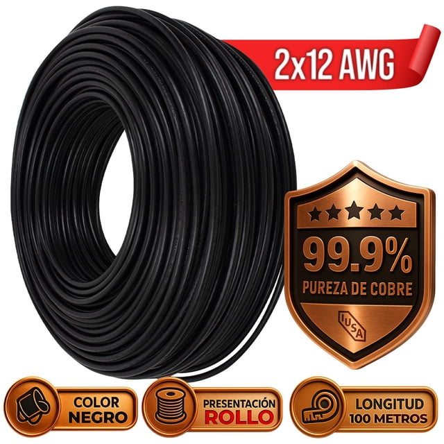 Cordón Uso Rudo IUSA SJT 2x12 AWG Uso Industrial y Doméstico