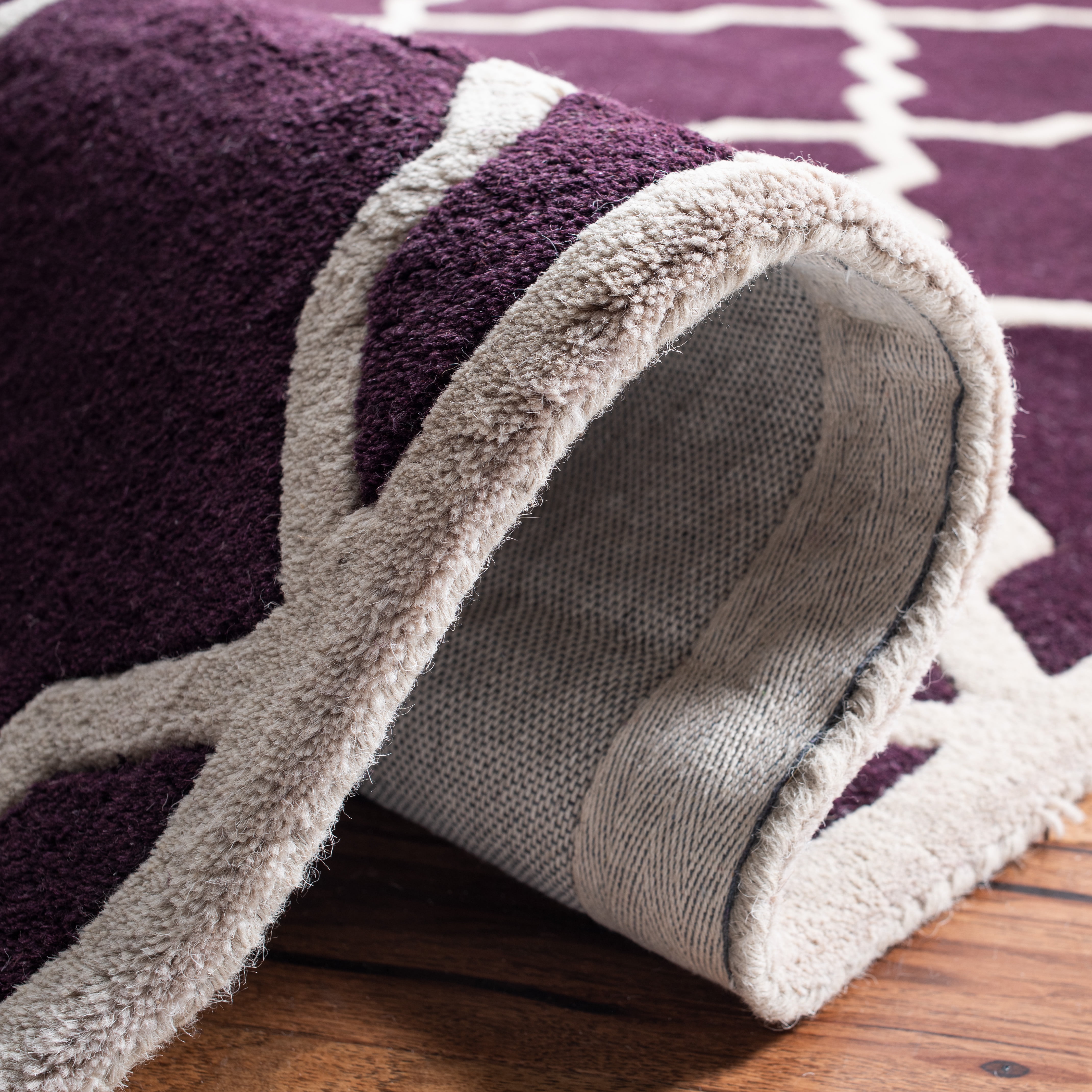 SAFAVIEH Chatham Clinton Geometric Wool Area Rug, Dark Purple, 7' x 7' Square