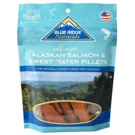 Blue Ridge Naturals Alaskan Salmon and Sweet Tater Fillets [Dog Meat and Jerky Treats, Dog Natural Treats, Dog Stick and Twist Treats, USA Dog Treats, Dog Supplies] 12 oz