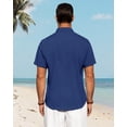 thumbnail image 4 of Camisa J.VER para hombre, lino, manga corta, algodón, casual, azul 3XL, 4 of 5