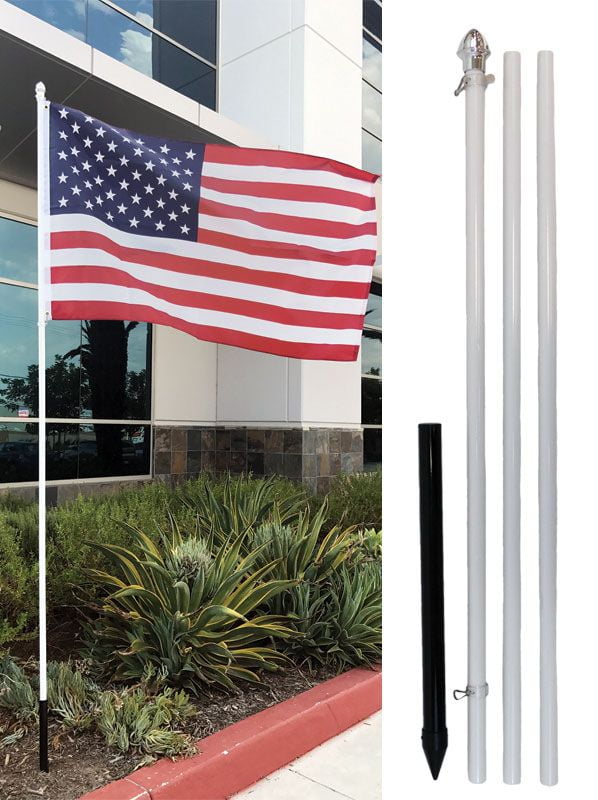 10' Foot White Aluminum Flag Pole Kit (No Flag) - Walmart.com