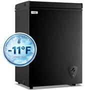3.5 Cubic Chest Freezer, Compact Deep Freezer with Top Open Door and Removable Storage Basket, 7 Gears Temperature Control, Energy Saving, for Office Dorm or Apartment