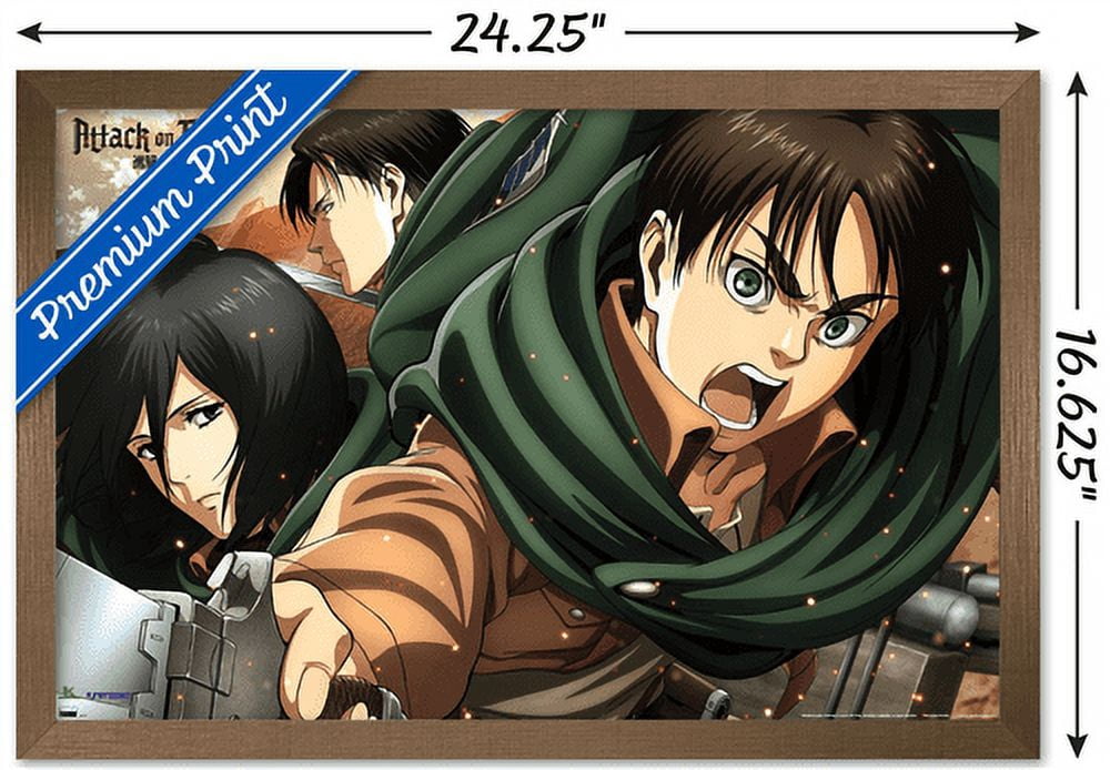 Attack on Titan: Season 2 - Intense Wall Poster, 14.725" x 22.375", Framed