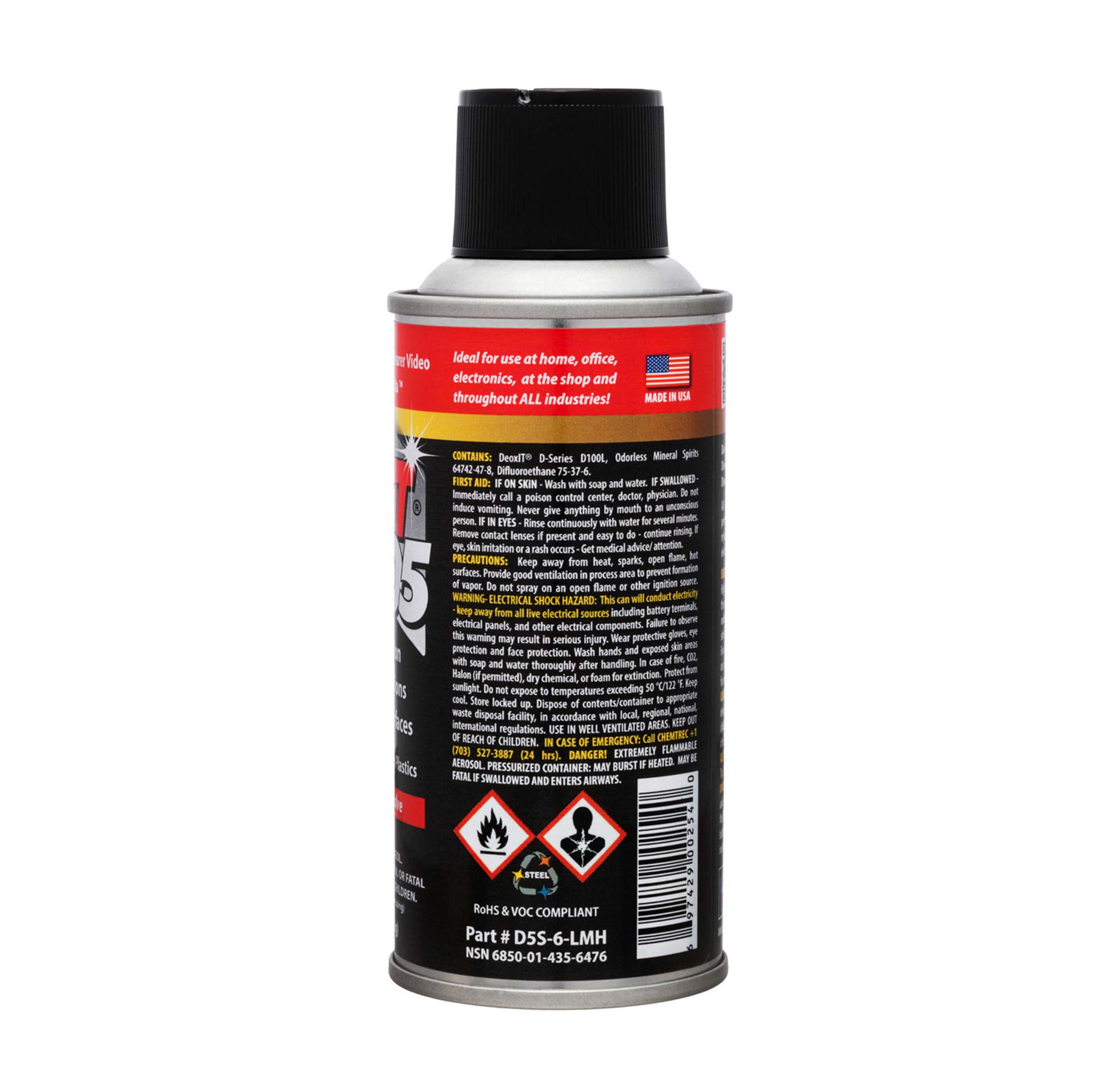 D-Series D5 Electronic Contact Cleaner, Adjustable Spray, 5 oz