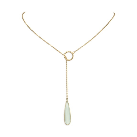 .925 Sterling Silver 14 Karat Gold Plated Lariat Women's Necklace