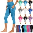 thumbnail image 2 of SBYOJLPB Women Capris Yoga Pants Workout Out Pocket Leggings Fitness Sports Running Yoga Cropped Pants, 2 of 9