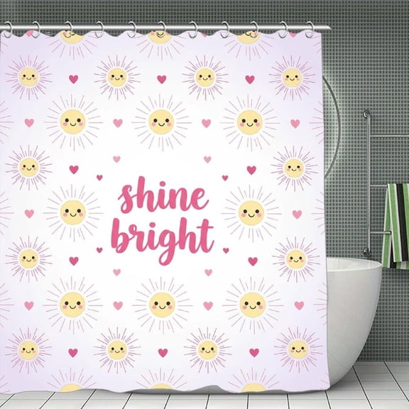 Shine Bright Sun Print Shower Curtain,Modern Fabric Waterproof Shower Curtain Set with Hooks 70.8×70.8Inch (180×180cm)