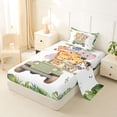 thumbnail image 2 of Castle Fairy Girls Cute Cartoon Safari Animal Twin Size Sheets 3pcs,Tropical Leaf Truck Bedding,Green White,1 Fitted Sheet,1 Flat Sheet and 1 Pillowcase, 2 of 6
