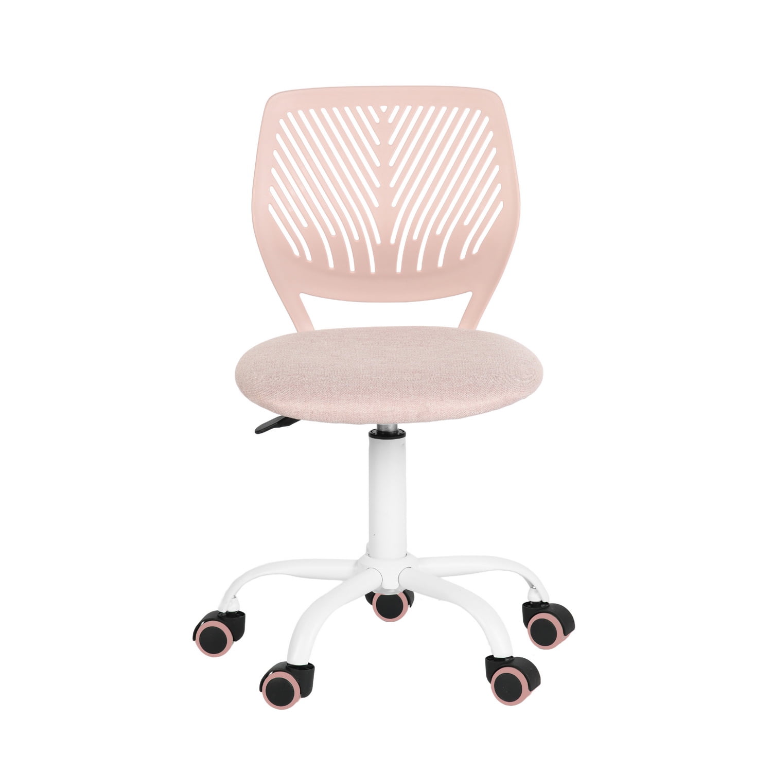 Adjustable Office Chair with Rolling Wheels, Ergonomic Desk Chair Rotating Seat and Comfortable Backrest for Home & Office, Pink