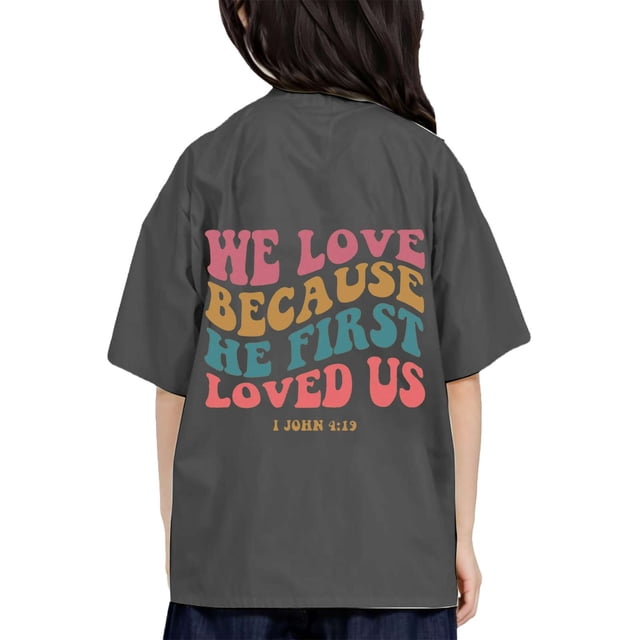 PMVFHDE Hauts de Mode pour Filles Hauts d'Été Mode Tendance T-Shirts pour Filles Imprimés Col Rond Manches Courtes pour Garçons et Filles Gris, 3-4 Ans