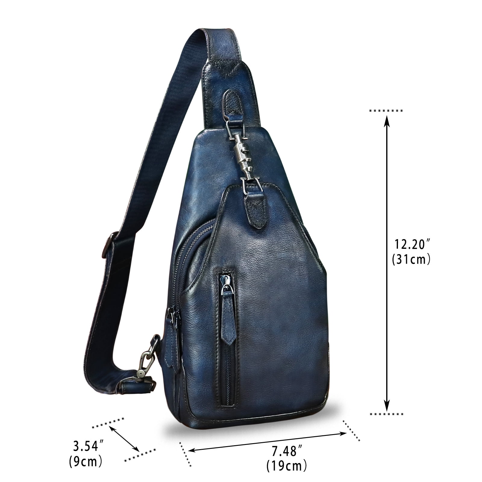 Genuine Leather Sling Bag for Women Men Retro Sling Backpack Purse Crossbody Bag