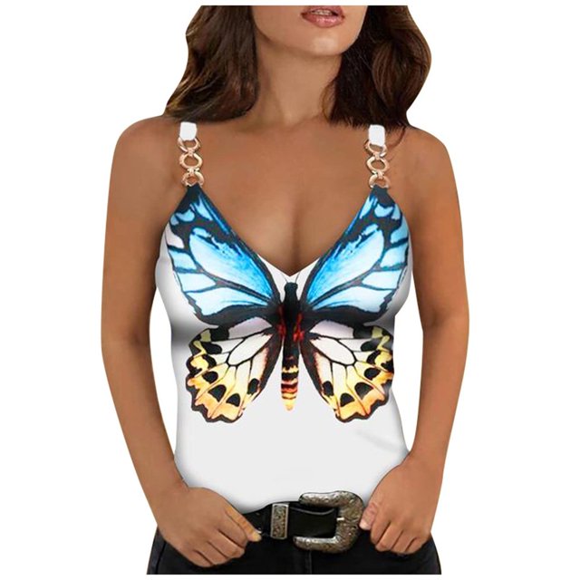 CHUANK Ichuanyi Blouse à Imprimé Sans Manches à Col en V pour Femmes, Décontractée, Ample, à Fermeture Éclair