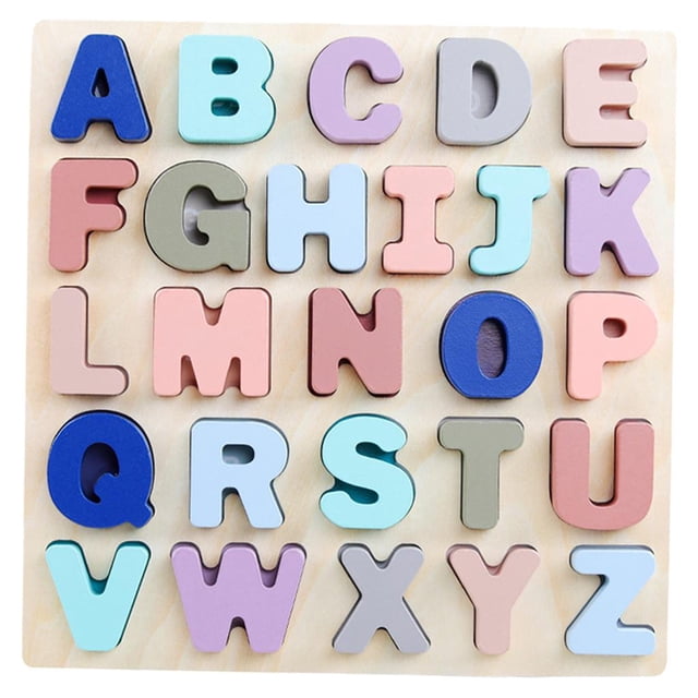 HILABEE Wooden Puzzle Board Toys Brain Teaser Early Education Toy Developmental Teaching Capital Alphabet
