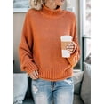 thumbnail image 4 of Suéter de Larga con Cuello Alto y Mangas Abullonadas para Mujer, de Color Liso, para Invierno y Otoño Naranja Rojo XL, 4 of 8