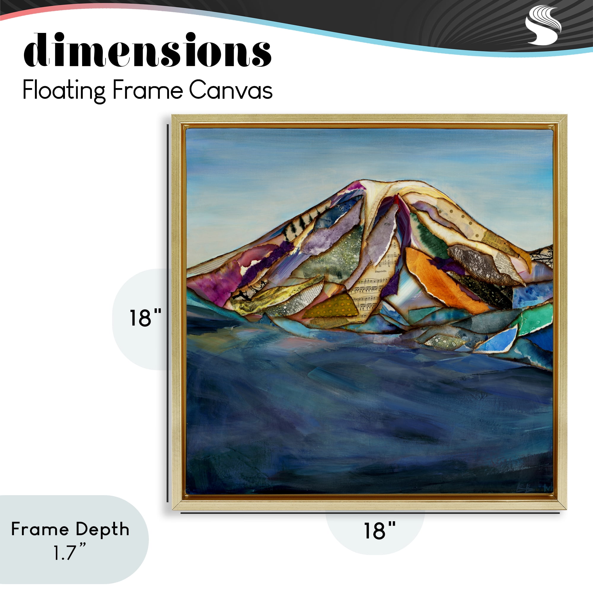 Stupell Industries Collaged Layers Mountain Gold Framed Floater Canvas Wall Art, design by Van Horne-Borcherding