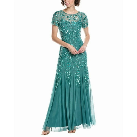 Adrianna Papell womens  Bead & Sequin Maxi Dress, 10