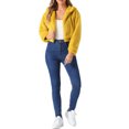 thumbnail image 2 of Abrigo de piel sintética casual para mujer INSPIRE CHIC con capucha, con cremallera, corto, de felpa, talla XL, amarillo, 2 of 5