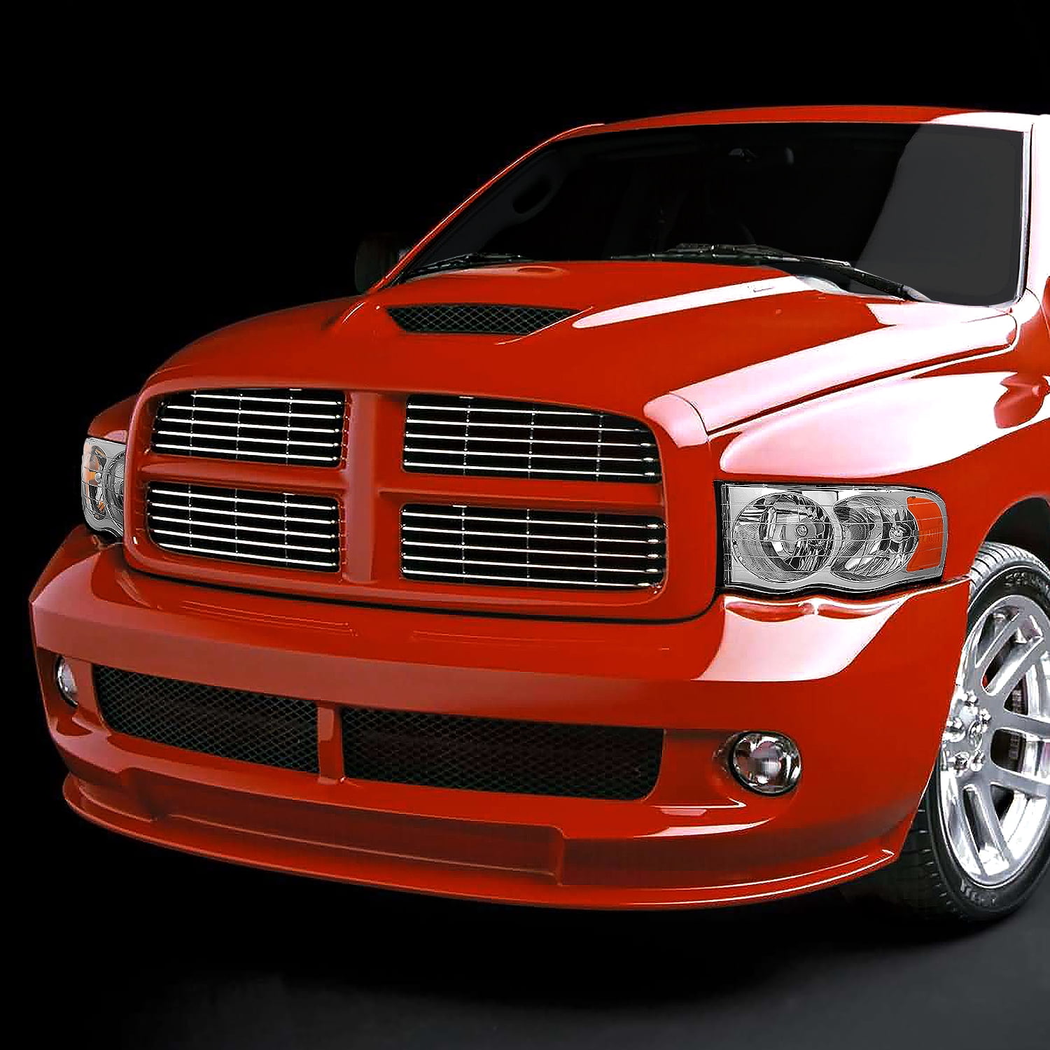 DNA Motoring For 02-05 Dodge Ram 1500 2500 3500 Chrome Amber Euro Crystal Headlight Pair