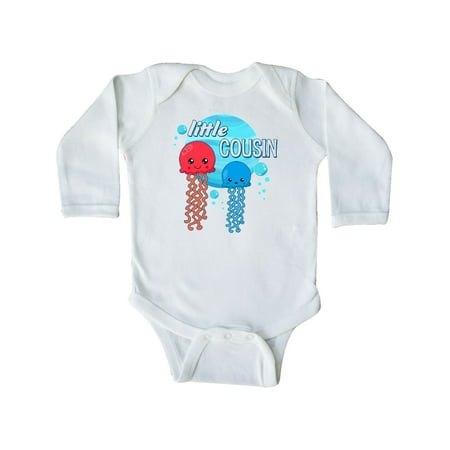 

Inktastic Little Cousin cute jellyfish Gift Baby Boy or Baby Girl Long Sleeve Bodysuit