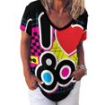 thumbnail image 3 of I Love The 80's Retro Heart V Neck Fashion Oversize T-Shirt Short Sleeve Shirt Tops, 3 of 8